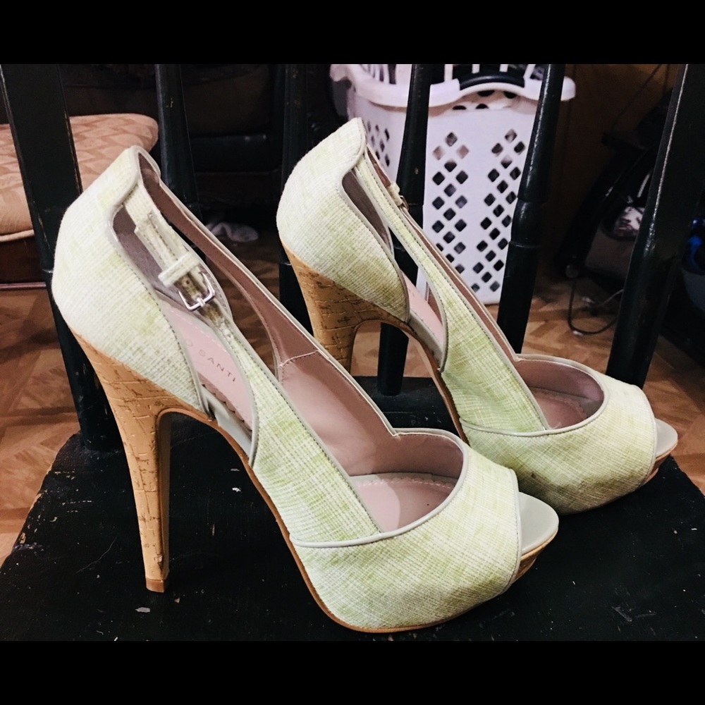Marco Santi pale green open toe heels
